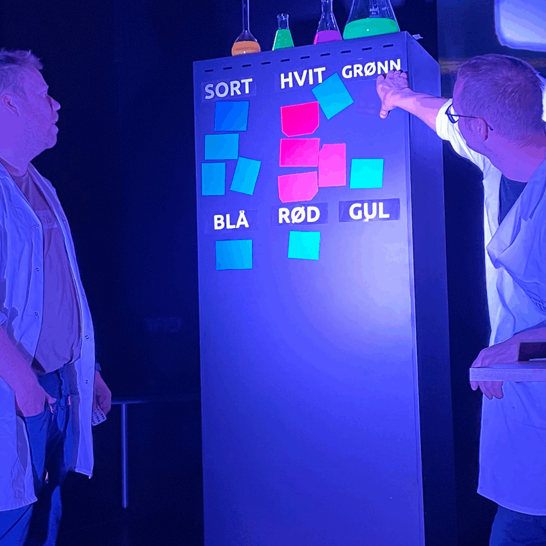 Vitenshow med lys og farger